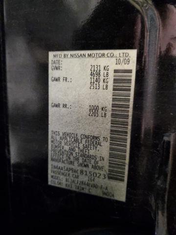 1N4AA5AP9AC815023 - 2010 NISSAN MAXIMA S BLACK photo 13