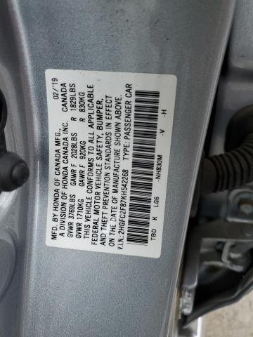 2HGFC2F87KH542268 - 2019 HONDA CIVIC SPORT 灰色 照片 12