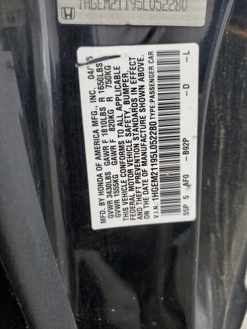 1HGEM21195L052280 - 2005 HONDA CIVIC DX VP BLACK photo 12