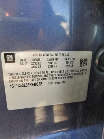 1G11C5SL8EF249322 - 2014 CHEVROLET MALIBU 1LT ლურჯი ფოტო 12