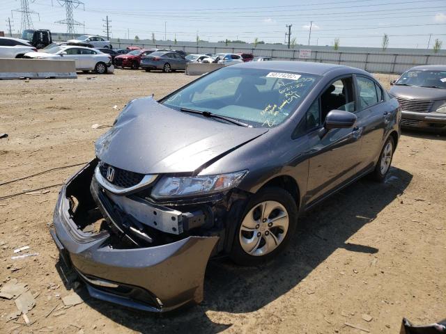 2HGFB2F52EH504525 - 2014 HONDA CIVIC LX GRAY photo 2