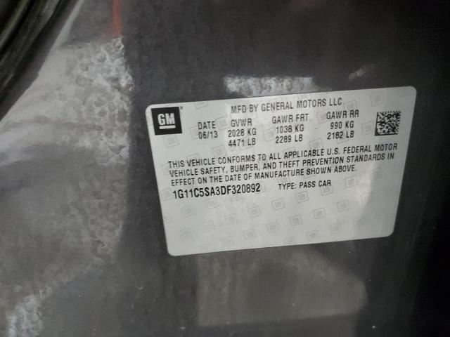 1G11C5SA3DF320892 - 2013 CHEVROLET MALIBU 1LT 灰色 照片 12