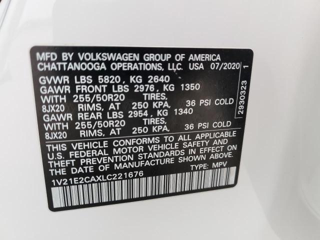 1V21E2CAXLC221676 - 2020 VOLKSWAGEN ATLAS CROS SE WHITE photo 14