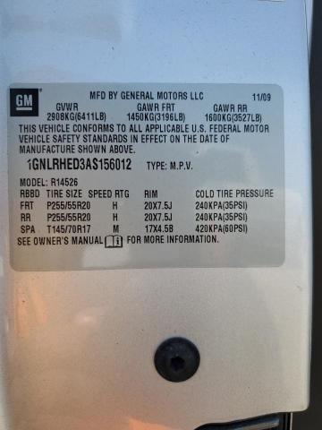 1GNLRHED3AS156012 - 2010 CHEVROLET TRAVERSE LTZ SILVER photo 14