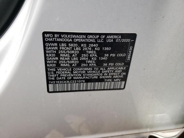 1V21E2CA3LC221079 - 2020 VOLKSWAGEN ATLAS CROS SE Белый фото 13
