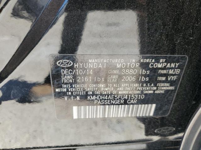 KMHDH4AE5FU415310 - 2015 HYUNDAI ELANTRA SE BLACK photo 12