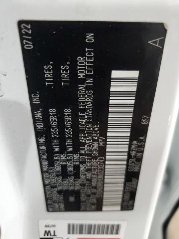 5TDHZRBH3NS232743 - 2022 TOYOTA HIGHLANDER XLE WHITE photo 13
