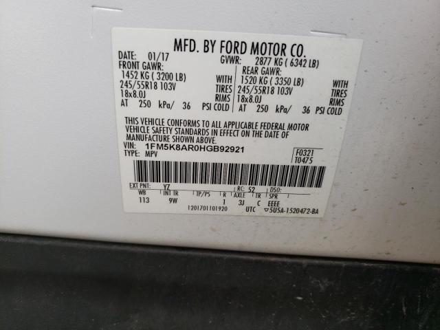 1FM5K8AR0HGB92921 - 2017 FORD EXPLORER POLICE INTERCEPTOR WHITE photo 12