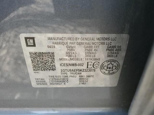 1GTU9AEF5KZ323078 - 2019 GMC SIERRA K1500 GRAY photo 12