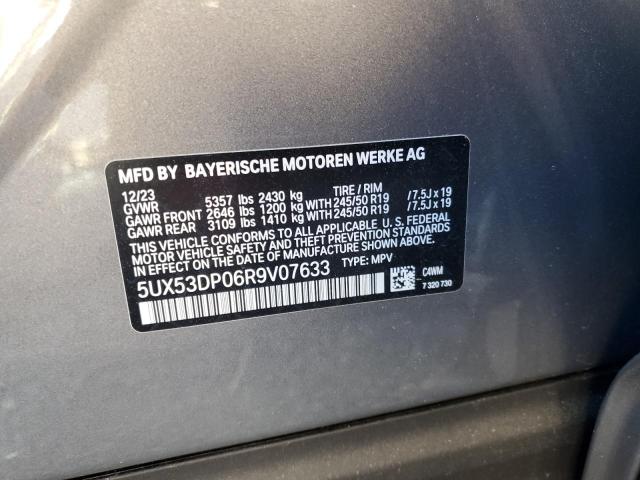 5UX53DP06R9V07633 - 2024 BMW X3 XDRIVE30I GRAY photo 13