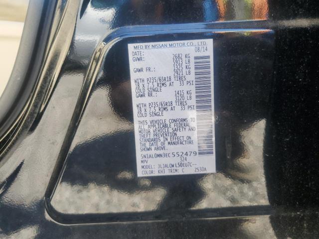 5N1AL0MN3EC552479 - 2014 INFINITI QX60 BLACK photo 13