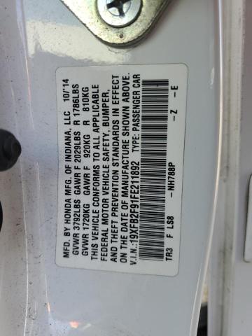 19XFB2F91FE211892 - 2015 HONDA CIVIC EXL WHITE photo 12