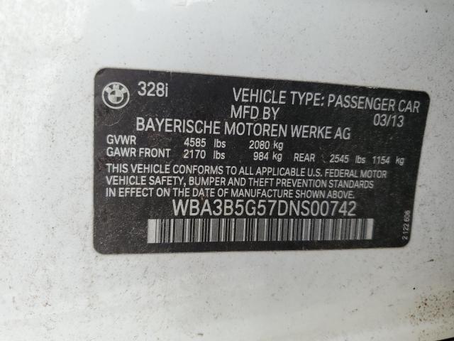 WBA3B5G57DNS00742 - 2013 BMW 328 XI SULEV WHITE photo 12