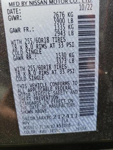 5N1DR3AAXPC212411 - 2023 NISSAN PATHFINDER S CHARCOAL photo 13