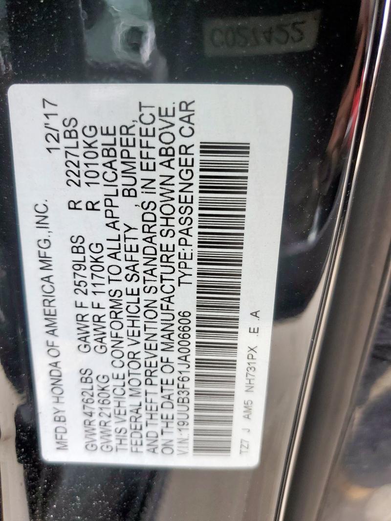 19UUB3F61JA006606 - 2018 ACURA TLX TECH+A შავი ფოტო 13