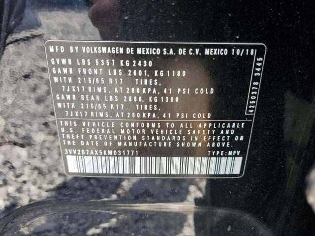 3VV2B7AX5KM031771 - 2019 VOLKSWAGEN TIGUAN SE Чорний фото 13