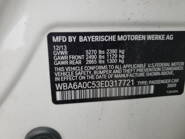 WBA6A0C53ED317721 - 2014 BMW 640 I GRAN COUPE WHITE photo 13