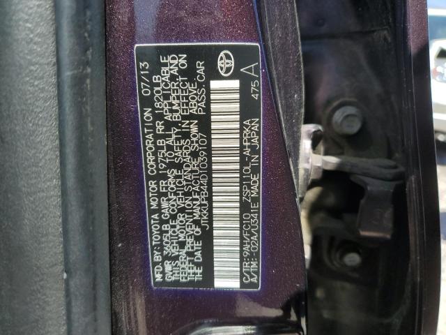 JTKKUPB44D1039107 - 2013 TOYOTA SCION XD PURPLE photo 12