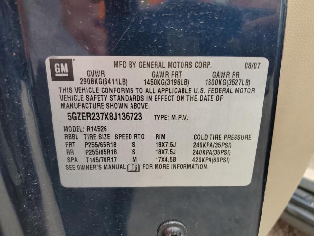 5GZER237X8J136723 - 2008 SATURN OUTLOOK XR BLUE photo 14