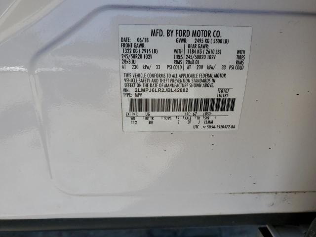 2LMPJ6LR2JBL42882 - 2018 LINCOLN MKX RESERVE Սպիտակ լուսանկար 13