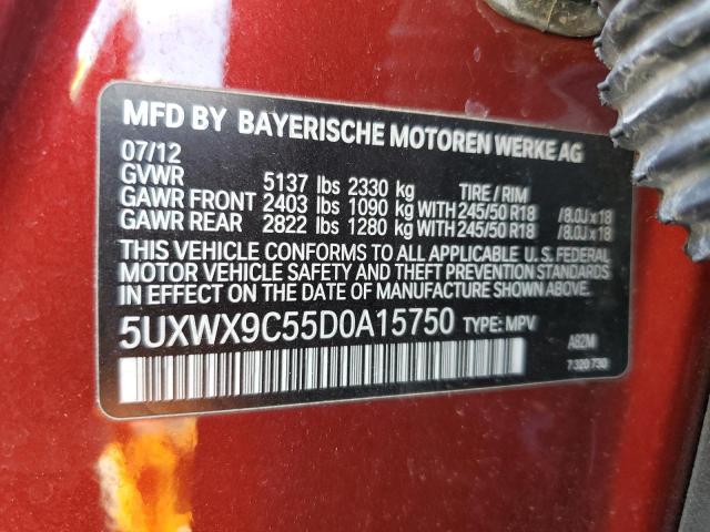 5UXWX9C55D0A15750 - 2013 BMW X3 XDRIVE28I RED photo 13