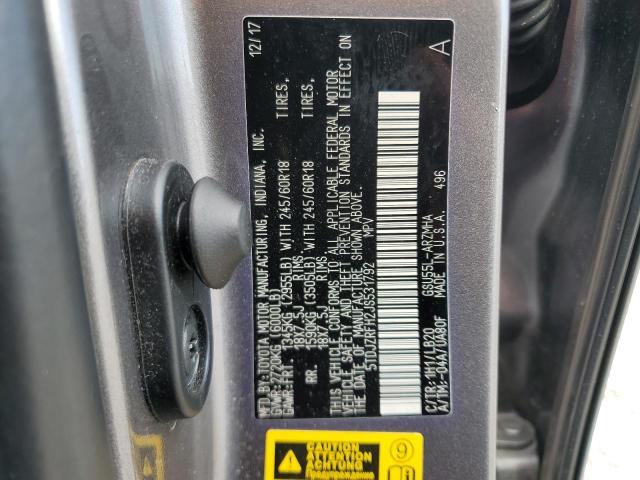 5TDJZRFH2JS531792 - 2018 TOYOTA HIGHLANDER SE ნაცრისფერი ფოტო 14