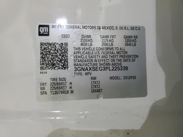 3GNAXSEG3PL225339 - 2023 CHEVROLET EQUINOX LS WHITE photo 12