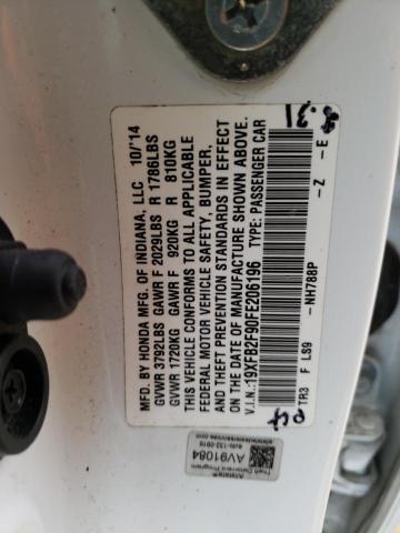 19XFB2F90FE206196 - 2015 HONDA CIVIC EXL 白色 照片 12