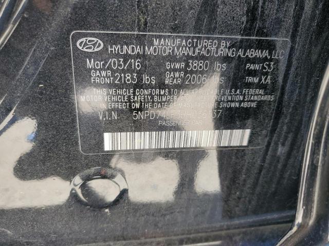 5NPD74LF3HH036137 - 2017 HYUNDAI ELANTRA SE BLACK photo 12