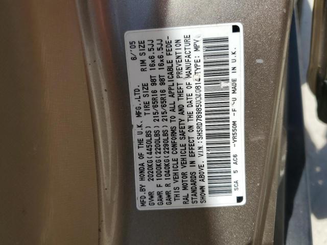 SHSRD78985U340814 - 2005 HONDA CR-V SE GOLD photo 13