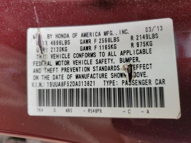 19UUA8F52DA013821 - 2013 ACURA TL TECH BURGUNDY photo 13