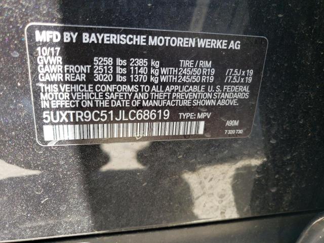 5UXTR9C51JLC68619 - 2018 BMW X3 XDRIVE30I CHARCOAL photo 13
