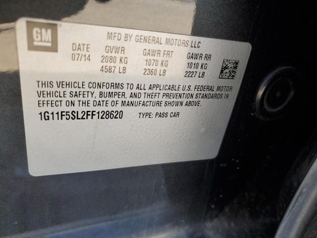 1G11F5SL2FF128620 - 2015 CHEVROLET MALIBU LTZ ნაცრისფერი ფოტო 12