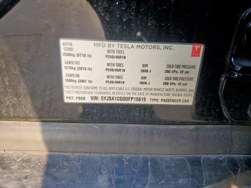 5YJSA1CG0DFP15615 - 2013 TESLA MODEL S BLACK photo 12