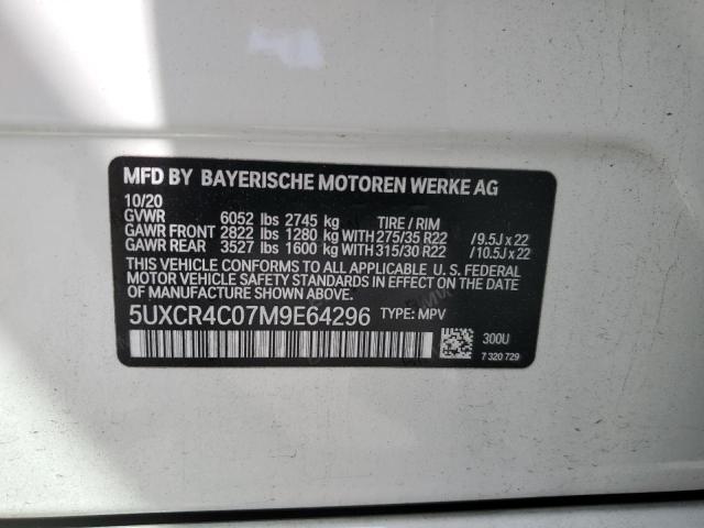 5UXCR4C07M9E64296 - 2021 BMW X5 SDRIVE 40I WHITE photo 13