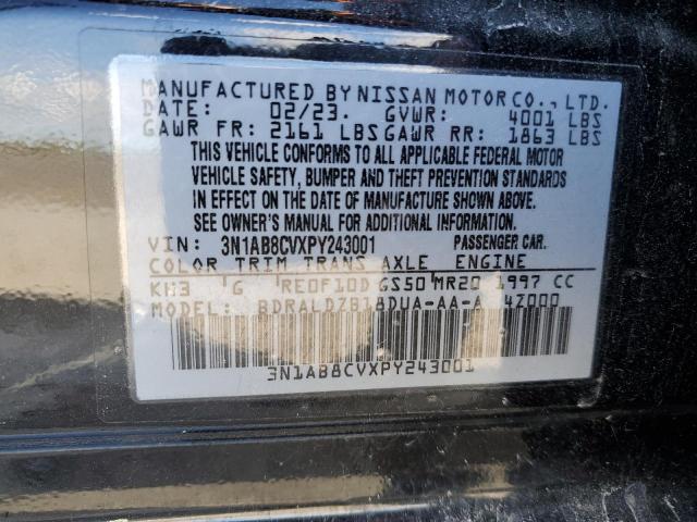 3N1AB8CVXPY243001 - 2023 NISSAN SENTRA SV BLACK photo 12