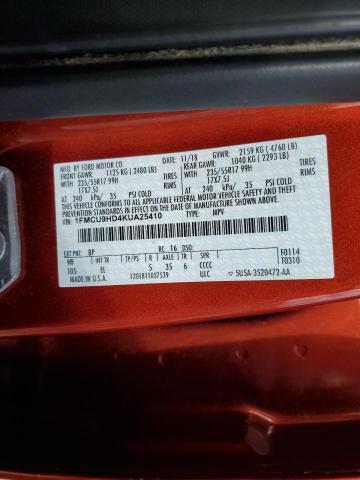 1FMCU9HD4KUA25410 - 2019 FORD ESCAPE SEL RED photo 13