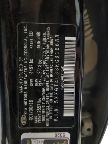 5XXGT4L33KG316688 - 2019 KIA OPTIMA LX BLACK photo 12