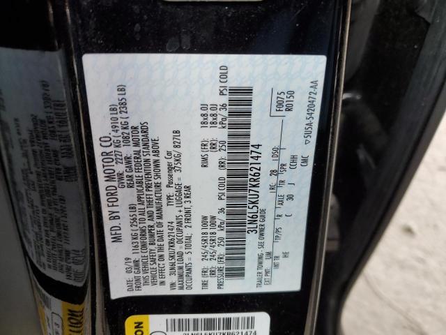 3LN6L5KU7KR621474 - 2019 LINCOLN MKZ BLACK photo 12