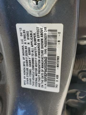 19XFB2F94DE034543 - 2013 HONDA CIVIC EXL GRAY photo 12