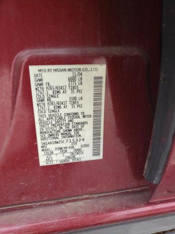 5N1AR18W25C715324 - 2005 NISSAN PATHFINDER LE 红色 照片 13
