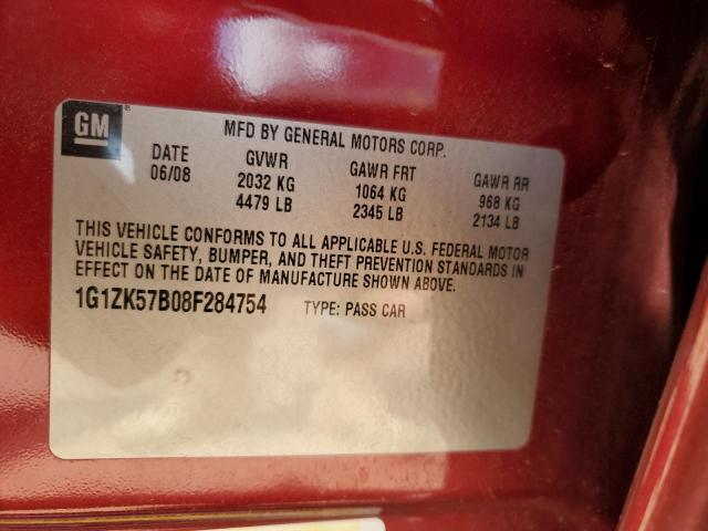 1G1ZK57B08F284754 - 2008 CHEVROLET MALIBU LTZ წითელი ფოტო 12