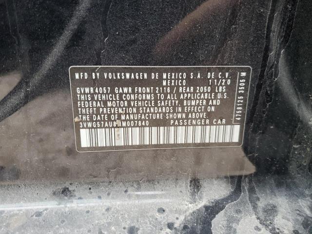 3VWG57AU8MM007840 - 2021 VOLKSWAGEN GOLF BLACK photo 12