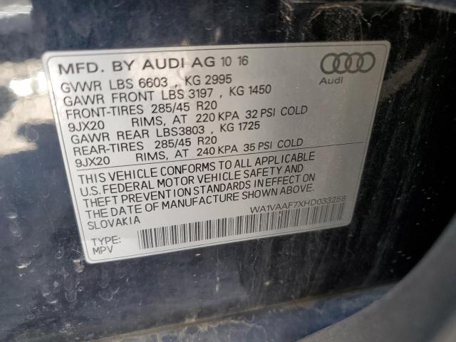 WA1VAAF7XHD033258 - 2017 AUDI Q7 PRESTIGE BLUE photo 14