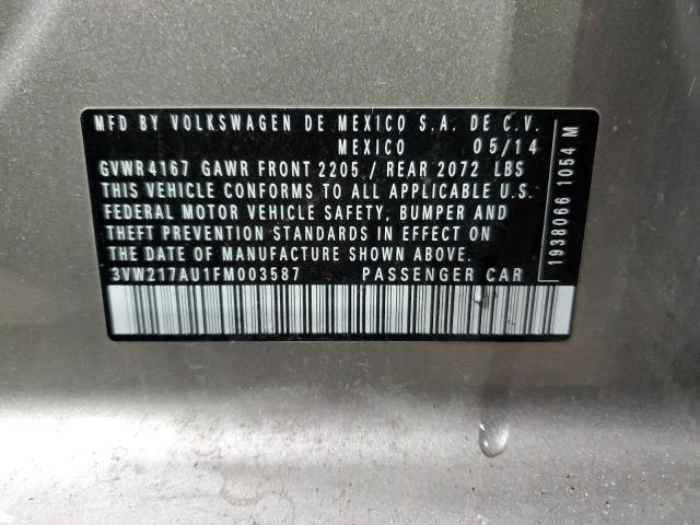 3VW217AU1FM003587 - 2015 VOLKSWAGEN GOLF SILVER photo 12