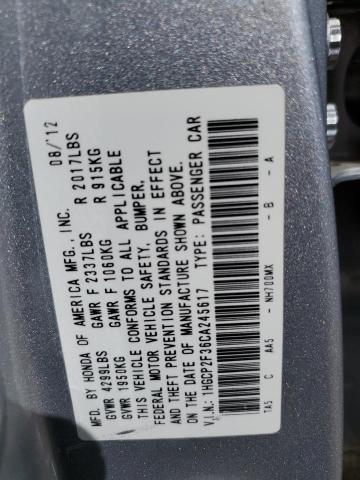 1HGCP2F36CA245617 - 2012 HONDA ACCORD LX SILVER photo 12