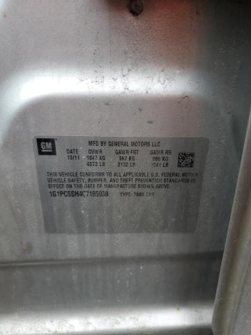 1G1PC5SH4C7185938 - 2012 CHEVROLET CRUZE LS SILVER photo 12