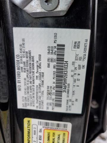 3FA6P0H92ER310334 - 2014 FORD FUSION SE BLACK photo 12