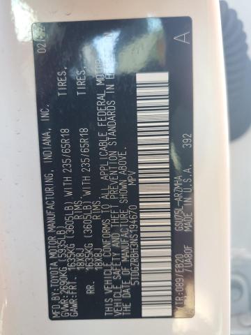 5TDGZRBH3NS194670 - 2022 TOYOTA HIGHLANDER XLE თეთრი ფოტო 13