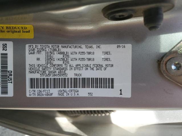 5TFUW5F10HX589552 - 2017 TOYOTA TUNDRA DOUBLE CAB SR/SR5 SILVER photo 13